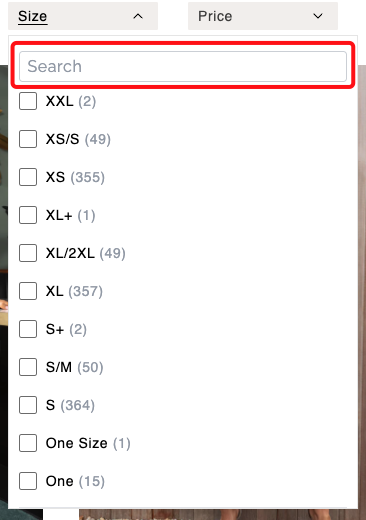 Real world example of search inside filters