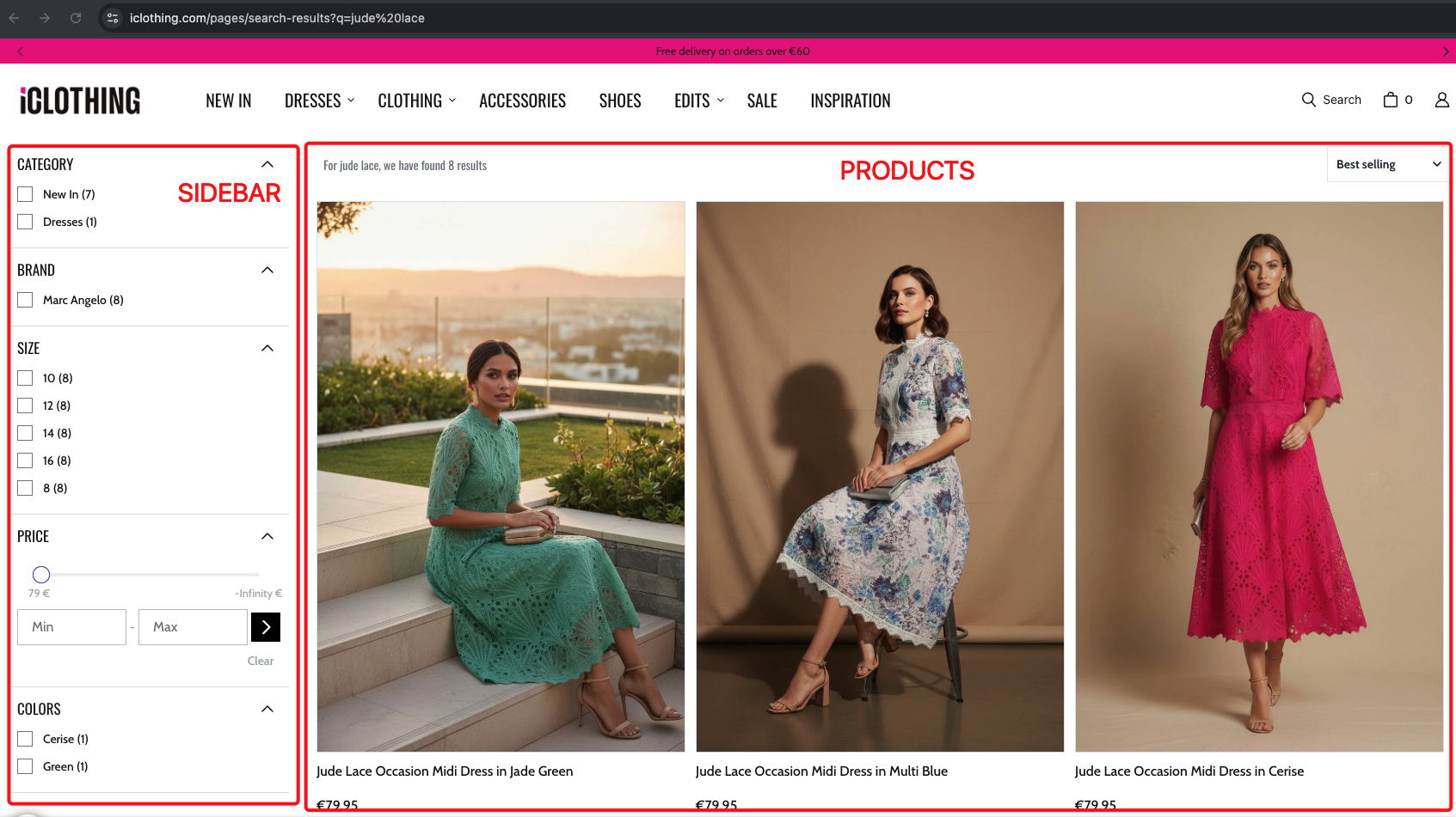 Real world example of desktop with sidebar filters